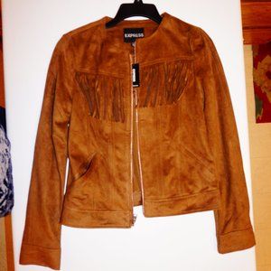 NWT Express Faux Suede Fringed Jacket